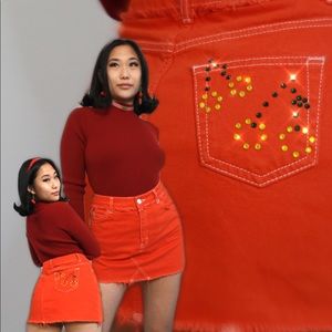 Acerola Cherry Denim Skirt